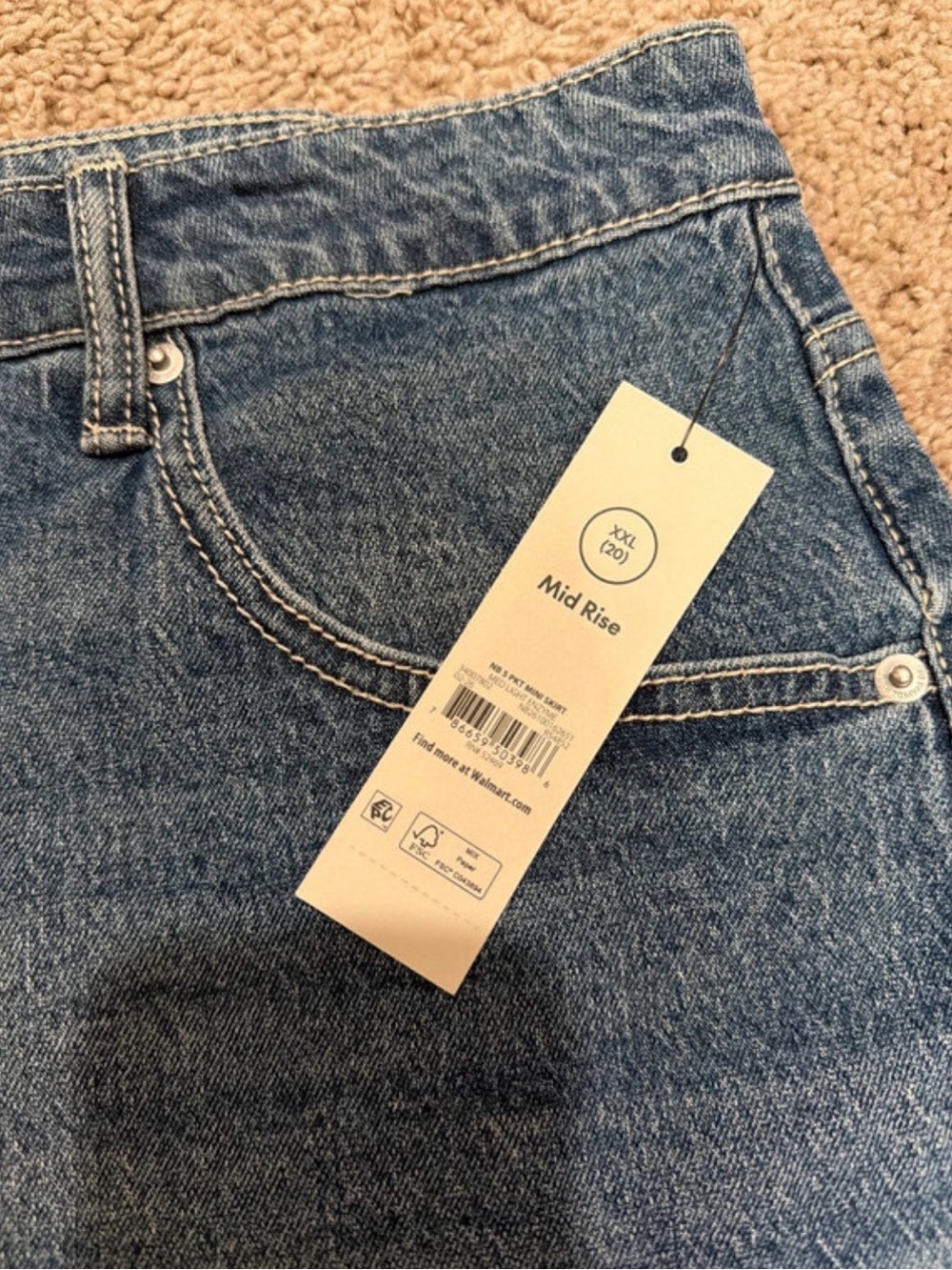 George Blue Denim Mini Skirt with Frayed Hem - Picture 5 of 7